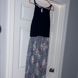 Maurices dark navy (near black) bodice and Floral Maxi dress with lining.